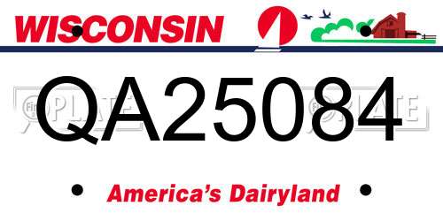 QA25084 Wisconsin License Plate
