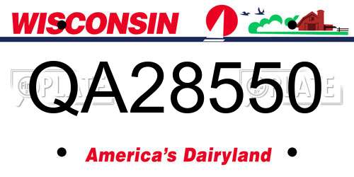 QA28550 Wisconsin License Plate