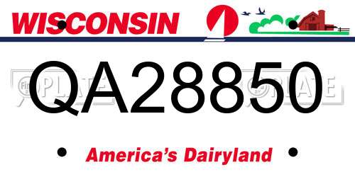QA28850 Wisconsin License Plate
