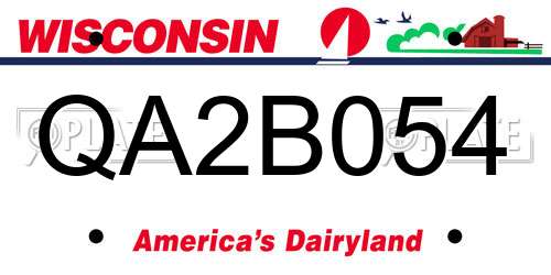 QA2B054 Wisconsin License Plate