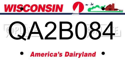QA2B084 Wisconsin License Plate