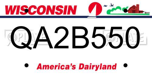 QA2B550 Wisconsin License Plate