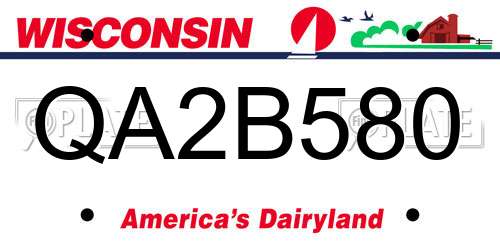QA2B580 Wisconsin License Plate