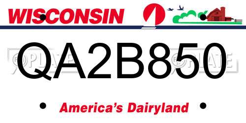QA2B850 Wisconsin License Plate