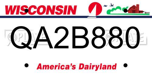 QA2B880 Wisconsin License Plate