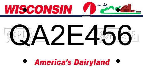 QA2E456 Wisconsin License Plate
