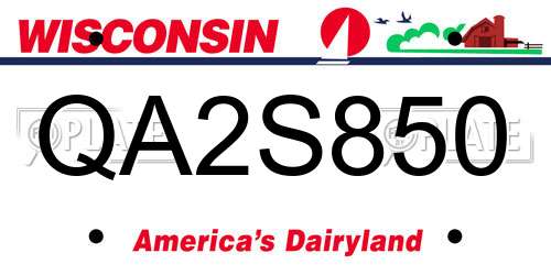 QA2S850 Wisconsin License Plate