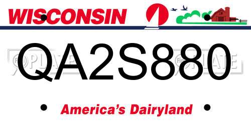 QA2S880 Wisconsin License Plate