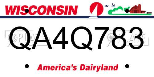 QA4Q783 Wisconsin License Plate