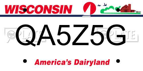 QA5Z5G Wisconsin License Plate