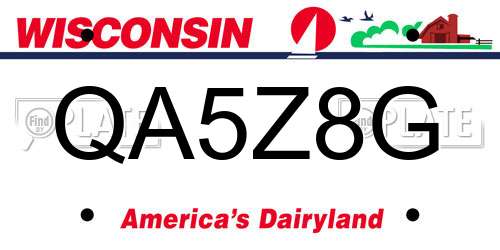 QA5Z8G Wisconsin License Plate