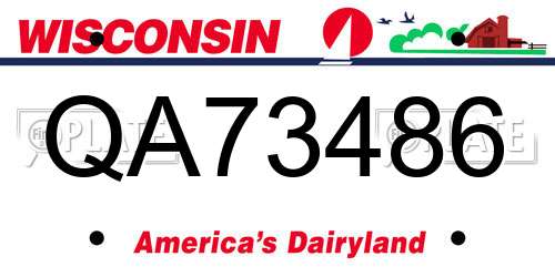 QA73486 Wisconsin License Plate