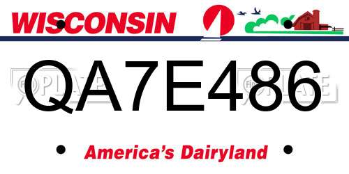 QA7E486 Wisconsin License Plate