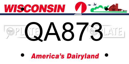QA873 Wisconsin License Plate