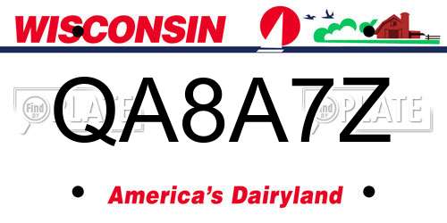 QA8A7Z Wisconsin License Plate