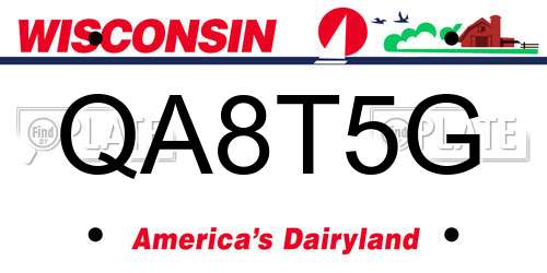 QA8T5G Wisconsin License Plate
