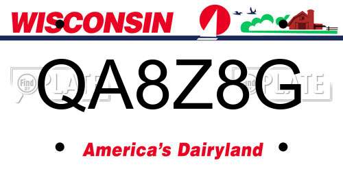 QA8Z8G Wisconsin License Plate