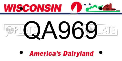 QA969 Wisconsin License Plate