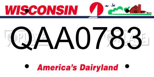 QAA0783 Wisconsin License Plate