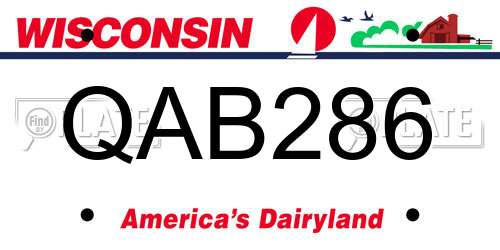 QAB286 Wisconsin License Plate