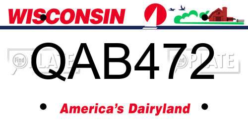 QAB472 Wisconsin License Plate