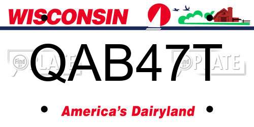 QAB47T Wisconsin License Plate