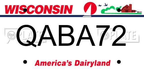 QABA72 Wisconsin License Plate