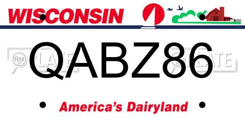 QABZ86 Wisconsin License Plate