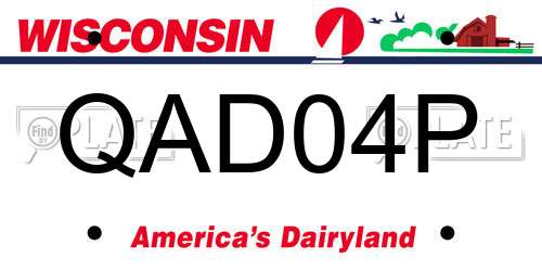 QAD04P Wisconsin License Plate