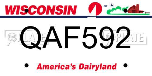 QAF592 Wisconsin License Plate