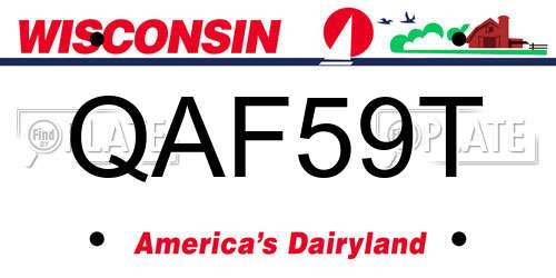 QAF59T Wisconsin License Plate