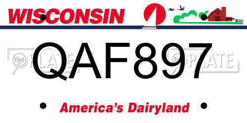 QAF897 Wisconsin License Plate