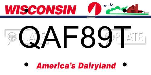 QAF89T Wisconsin License Plate