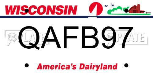 QAFB97 Wisconsin License Plate
