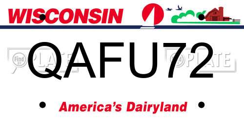 QAFU72 Wisconsin License Plate
