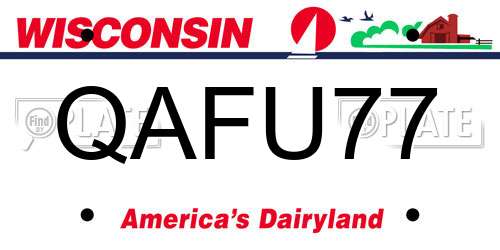 QAFU77 Wisconsin License Plate