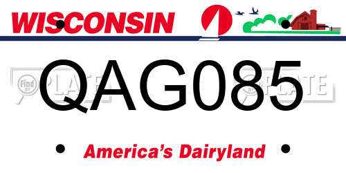 QAG085 Wisconsin License Plate