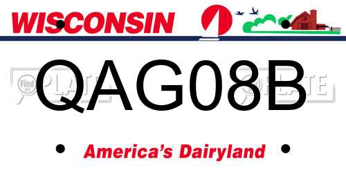 QAG08B Wisconsin License Plate