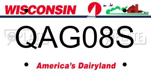 QAG08S Wisconsin License Plate