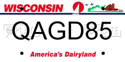 QAGD85 Wisconsin License Plate