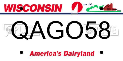 QAGO58 Wisconsin License Plate