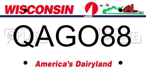 QAGO88 Wisconsin License Plate