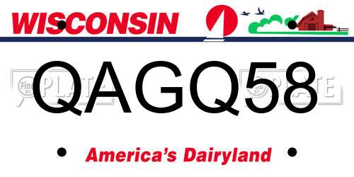 QAGQ58 Wisconsin License Plate