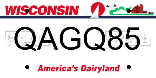 QAGQ85 Wisconsin License Plate