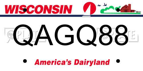 QAGQ88 Wisconsin License Plate