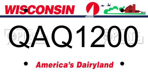 QAQ1200 Wisconsin License Plate