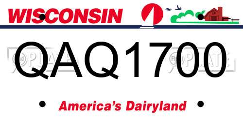 QAQ1700 Wisconsin License Plate