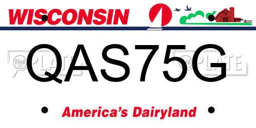 QAS75G Wisconsin License Plate