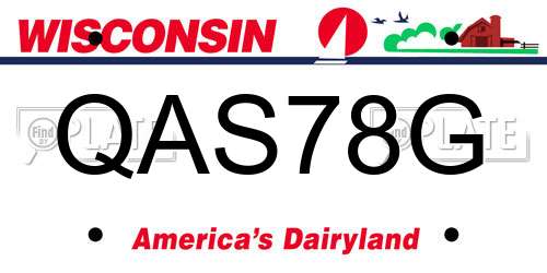 QAS78G Wisconsin License Plate