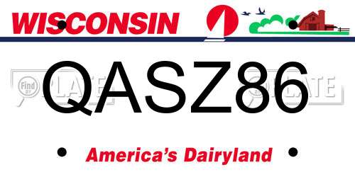 QASZ86 Wisconsin License Plate